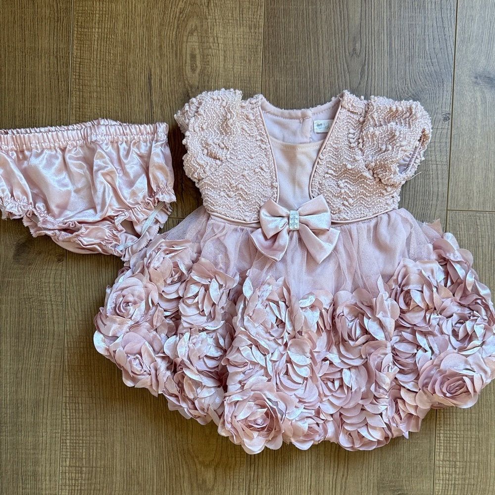 Pink Floral Baby Dress with Bow